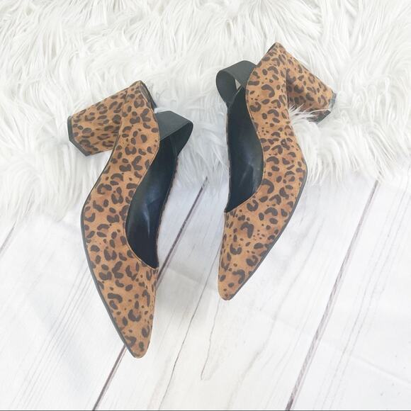 Golo Women's Carly Suede Leopard Slingback Pointed Toe Pump In Brown Size 9.5 - Picture 3 of 6